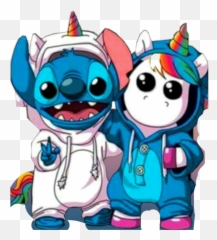 Licorne Stitch Pyjama Sticker - Stitch And Unicorn Emoji,Emoji Pyjama