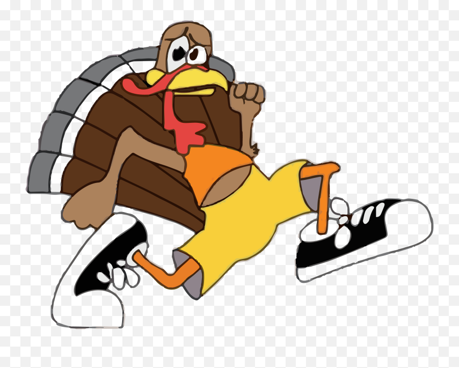 Turkey Trot Cartoon Clipart - November Clipart Fall Emoji,Roast Turkey Emoji