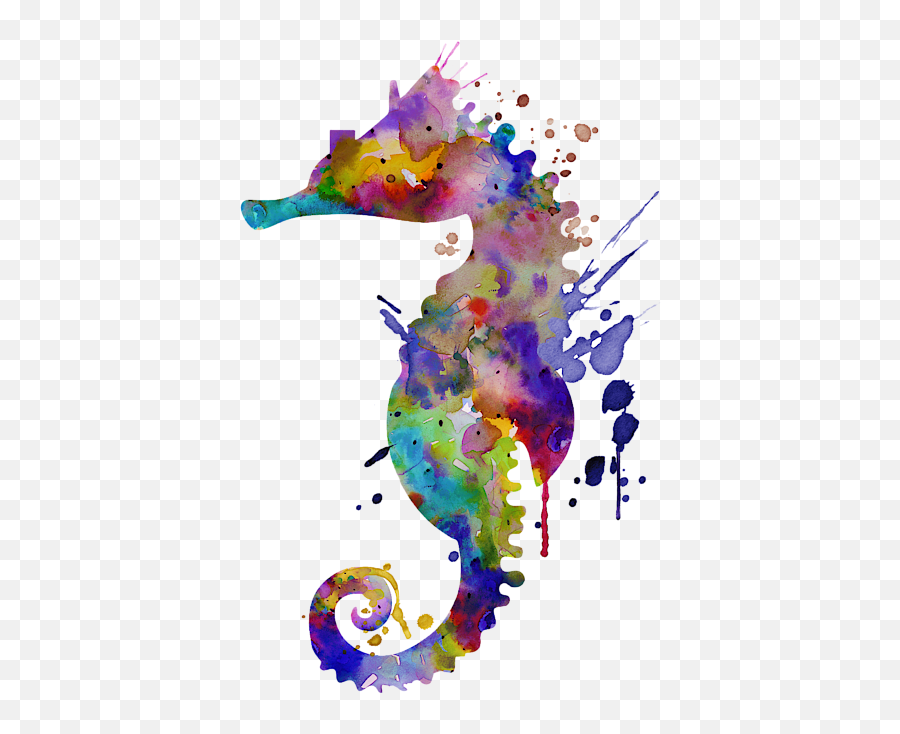 Colorful Seahorse Silhouette Beach Towel - Colorful Seahorse Art Emoji,Facebook Emoticons Seahorse