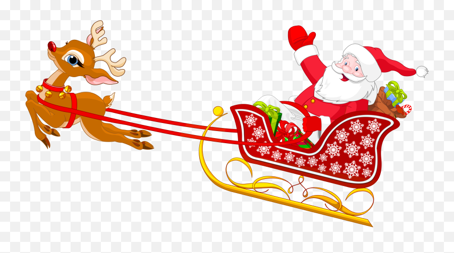 Christmas Santa Rudolph Sleigh Sticker - Santa Claus Sleigh Cartoon Emoji,Sleigh Emoji