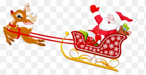 Christmas Santa Rudolph Sleigh Sticker - Santa Claus Sleigh Cartoon Emoji,Sleigh Emoji