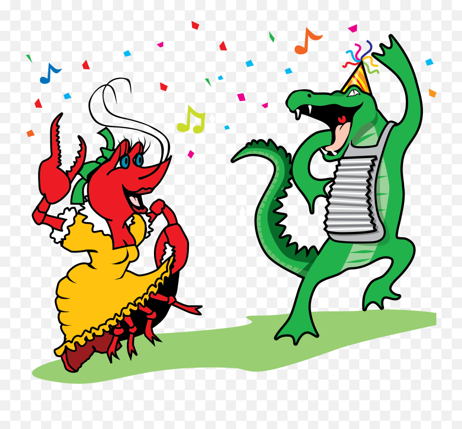 Dancing Crawfish And Gator Graphic Mardi Gras Crawfish - Alligator Mardi Gras Clip Art Emoji,Alligator Emoji