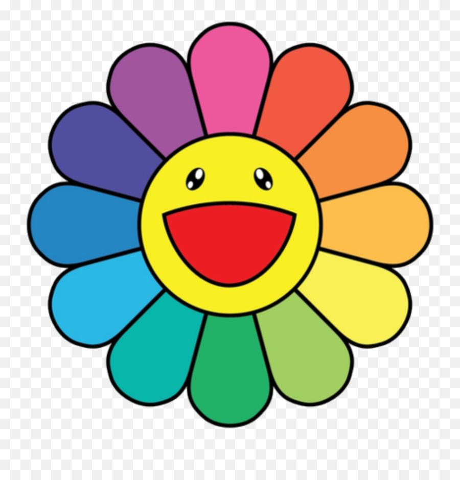 Smiling Flower Sticker - Takashi Murakami Flower Sticker Emoji,Smiling Flower Emoji