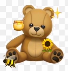 Bear Honey Bee Sunflower Sticker - Iphone Teddy Bear Emoji Png,Honey Bee Emoji