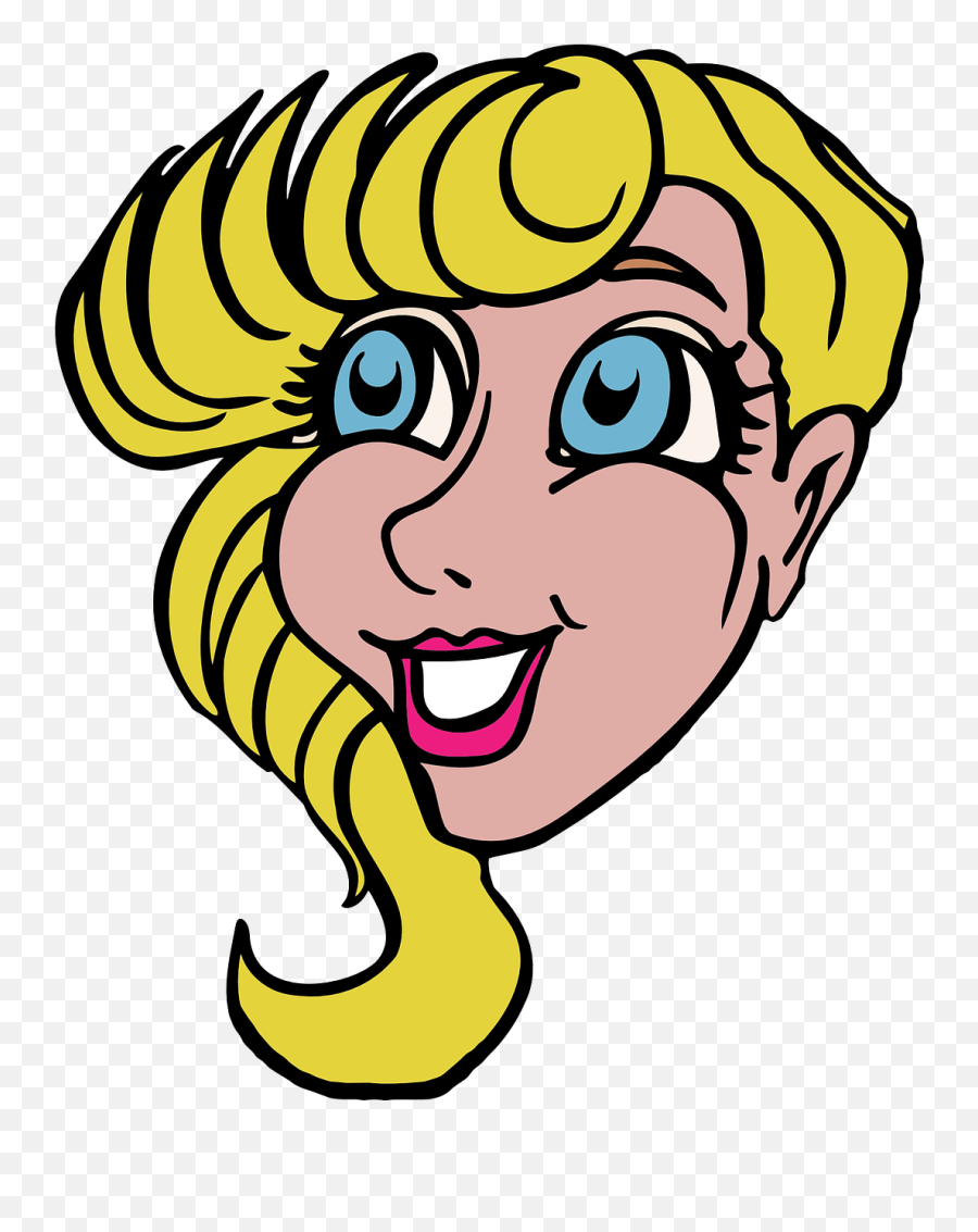 Face Female Smile Smiling Woman Png - Dibujos De Cabezas De Mujeres Rubias En Png Emoji,Laughing Emotion Drawing