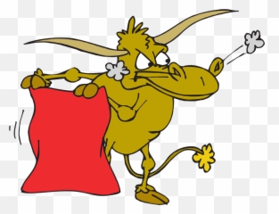 Human Paradox Of Pleasure In Misery - Bull Holding Red Cape Cartoon Emoji,Misery Emotion