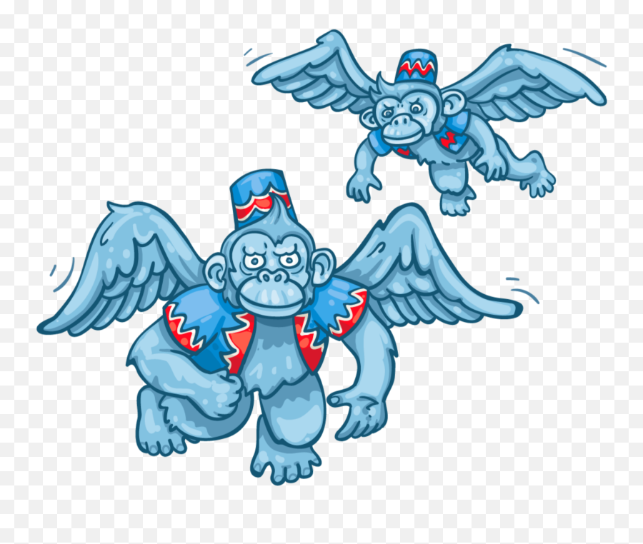Mq Blue Monkey Wings Flying Sticker - Cartoon Wizard Of Oz Flying Monkeys Emoji,Mflying Money Emojis