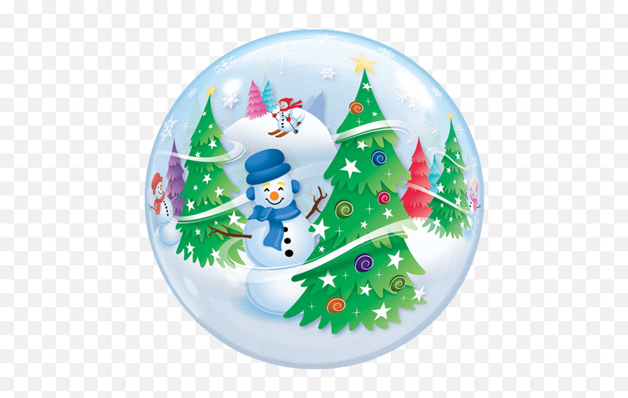 Christmas Balloons - Burbuja Muñeco De Nieve Qualatex Emoji,Super Christmas Tree Made With Emoticons