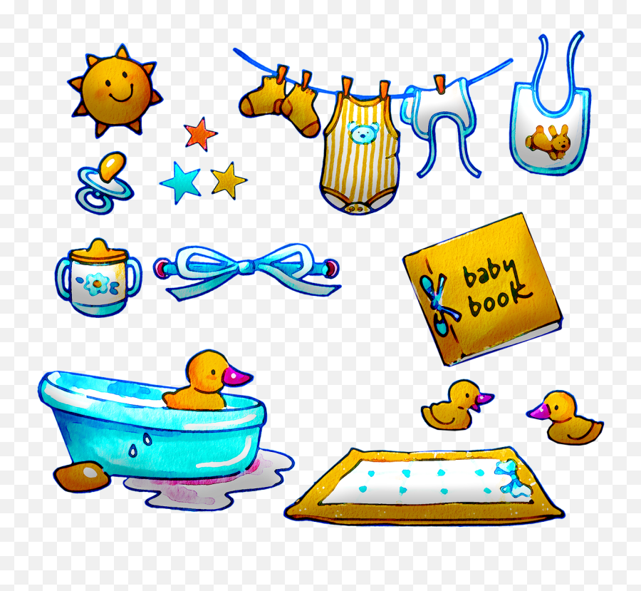 Watercolor Baby Items Clothes Bath - Free Image On Pixabay Emoji,Youtube Baby Emotions