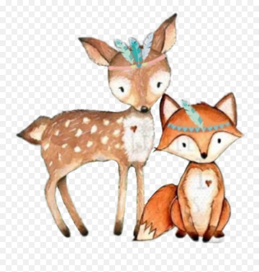 Tribal Fox Deer Woodland Sticker By Skullsnglitter - Boho Woodland Animals Png Emoji,Tribal Emoji