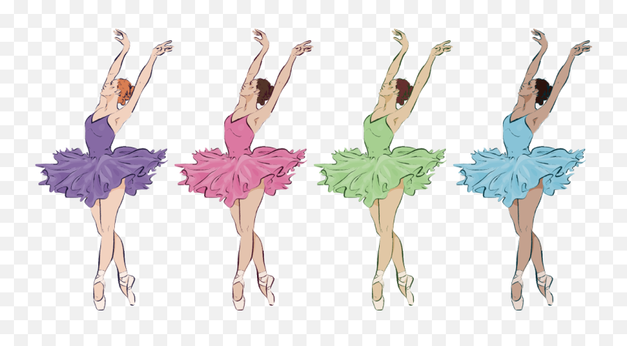 Colorful Ballet Dancers Illustration Decal - Tenstickers Emoji,Ballet Tutu Emoji