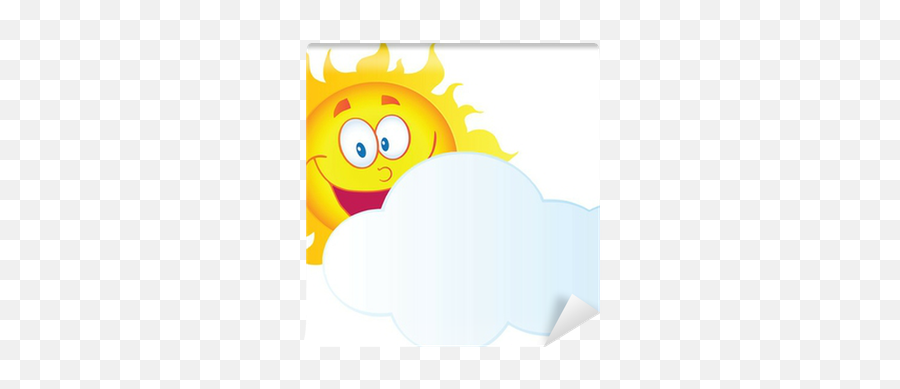 Happy Sun Cartoon Character Hiding - Sun Behind Clouds In Cartoon Emoji,Hiding Behind Wall Emoticon