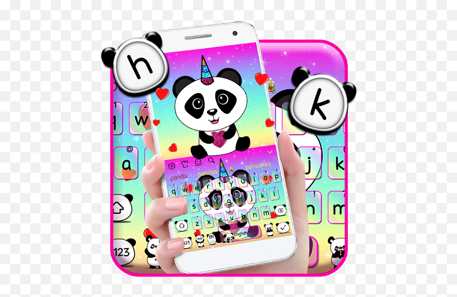 Cute Cartoon Panda Keyboard - Smartphone Emoji,Como Sao Os Emojis Do S6