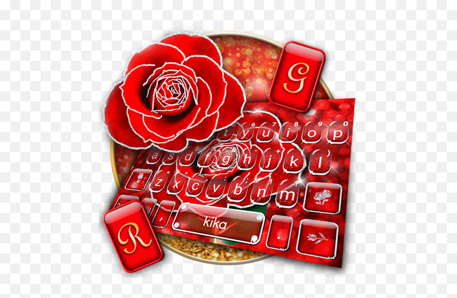 Silver Glitter Red Rose Keyboard Theme - Garden Roses Emoji,Rose In Emoticon