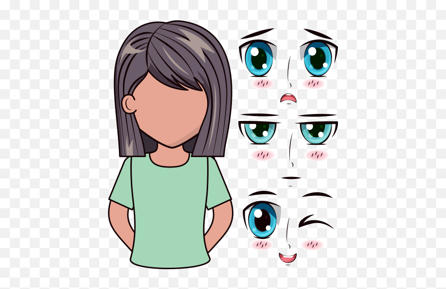 Anime Avatar - Girl Cartoon Face Without Mouth Emoji,Anime Boy Face Emotions Color