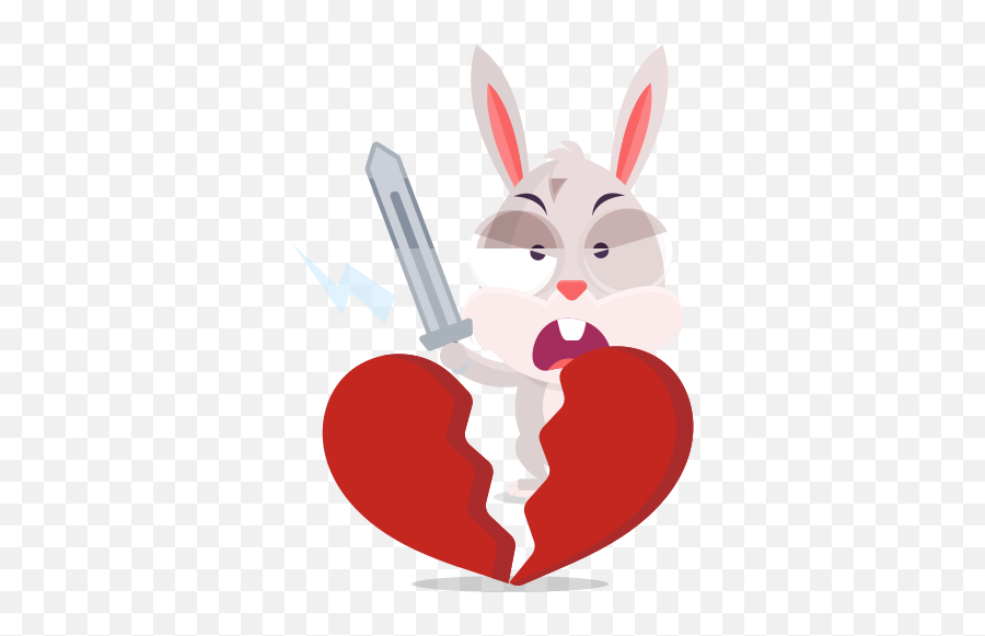 Broken Heart Stickers - Language Emoji,Bunny Heart Emoji