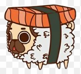 Transparent Pug Clipart - Puglie Pug Sushi Png Download Sushi Pug Png Emoji,Sushi Emoji Png