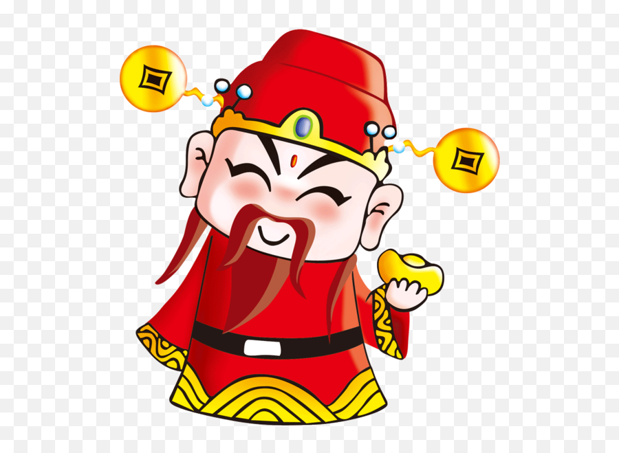 Caishen Chinese New Year Cartoon Area Food For New Year - Caishenye Png Emoji,Emoji Lunar New Year Golden Pig