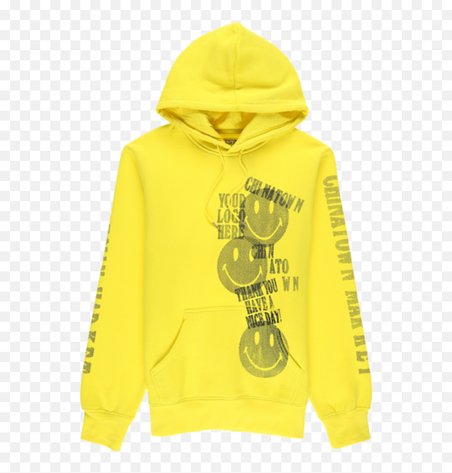 Chinatown Market Smiley Print Gun Hoodie - Id Oakland Chinatown Market Print Gun Hoodie Yellow Emoji,China Busincess Emoticon