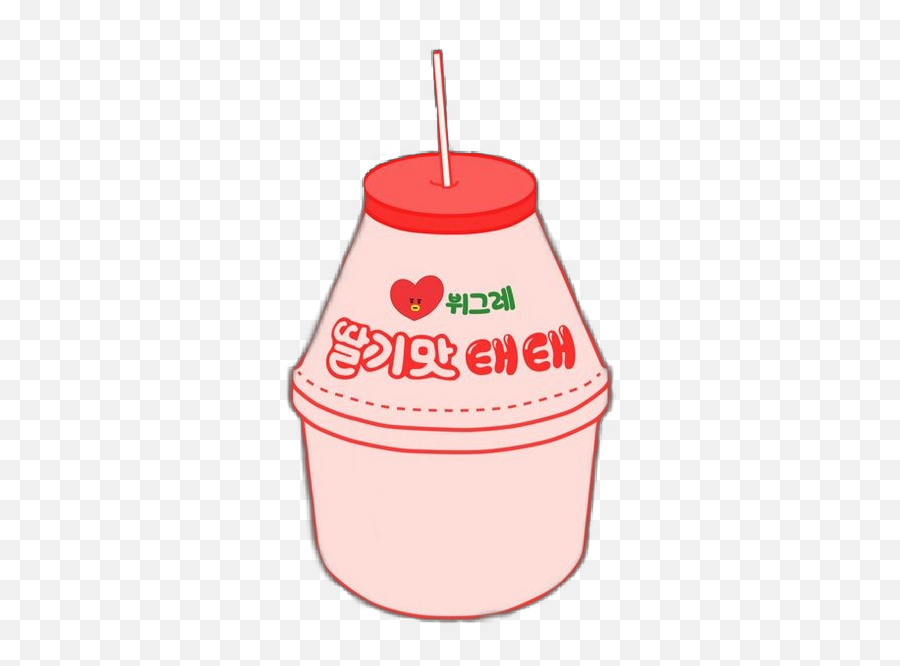 Tata Bt21 Drink Milk Cute Korea Sticker - Milk In Korea Cute Emoji,Emojis Drinking Milk