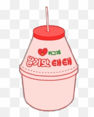 Tata Bt21 Drink Milk Cute Korea Sticker - Milk In Korea Cute Emoji,Emojis Drinking Milk