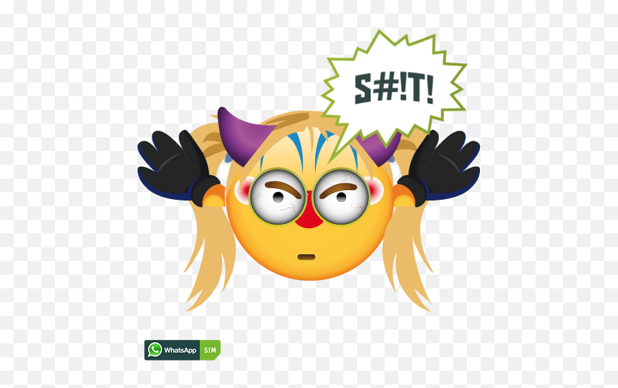 Geburtstag Emoji Mit Clown - Makeup Und Seitenzöpfe Whatsapp Emoticon,Makeup Emoji
