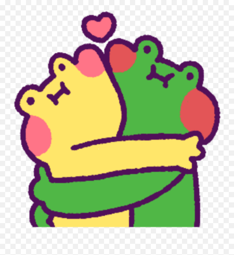Frogs Yellow Green Hug Heart Sticker By - Cute Frog Stickers With Heart Emoji,New Hugging Heart Emoji