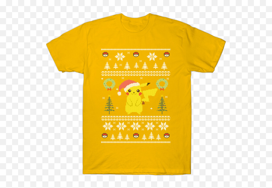 Christmas Holiday Pokemon Yellow - Short Sleeve Emoji,Emoji Christmas Shirt