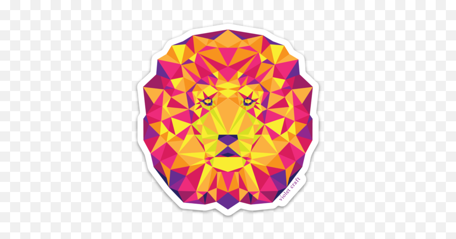 The Jungle Abstractions The Lion Large 4 Sticker U2014 Violet Emoji,Emoji Coloring Pdf
