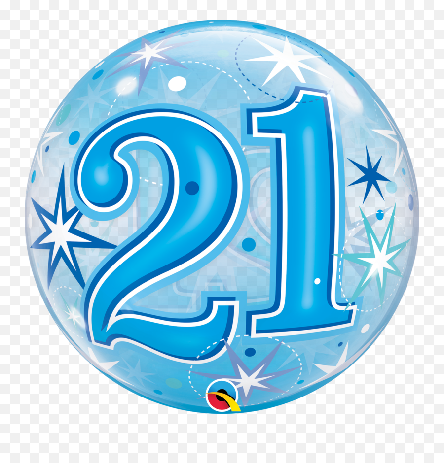 21st Birthday Milestone Age Blue Starburst Sparkle Bubbles Balloon - Transparent 21st Birthday Design Emoji,Starburst Emoji
