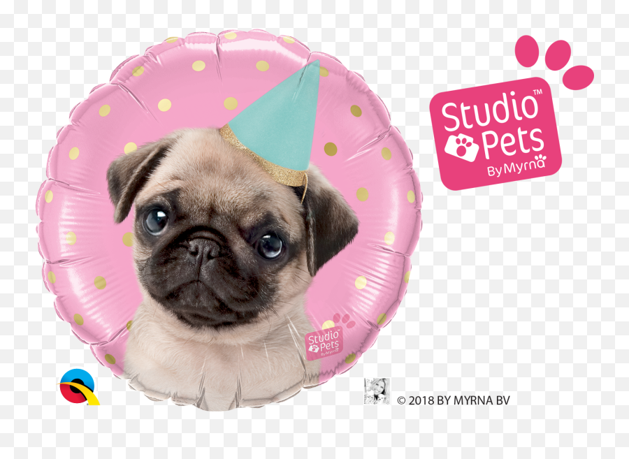 Party Pug Foil Balloon - Happy Birthday Emoji,Emoji Candy Table Ideas