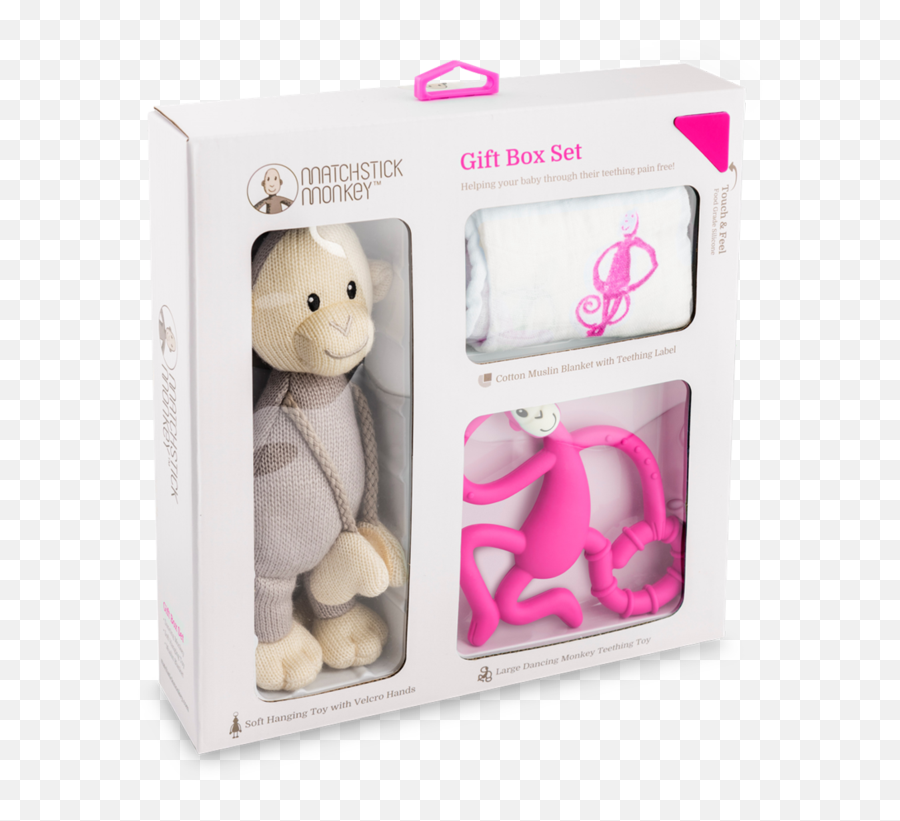 Pink Teething Gift Set - Babaváró Ajándék Szett Emoji,Dancing Monkey Emoticon