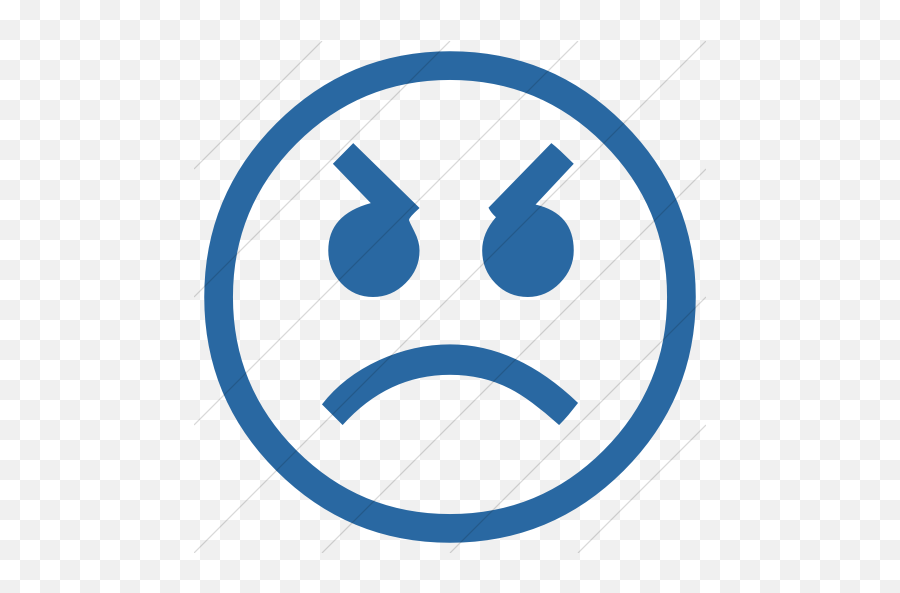 Iconsetc Simple Blue Classic Emoticons Angry Face Icon - Emojis Stencil,Angry Eyes Text Emoticon