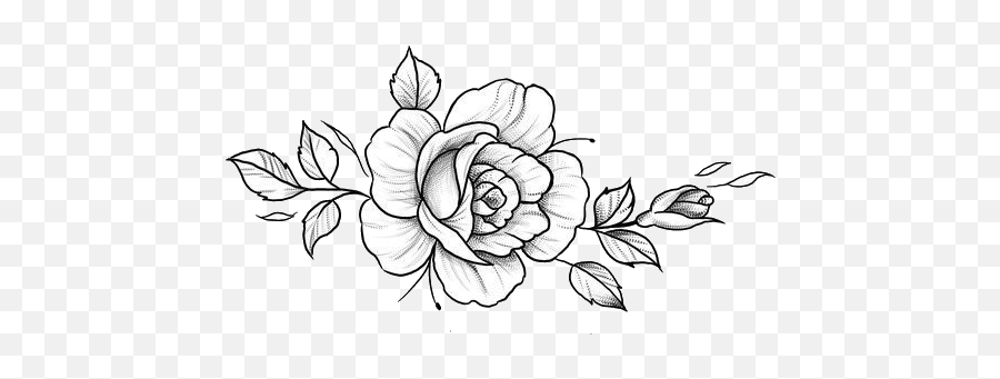 Flower Outline Black White Sticker By Fairylights - Aesthetic Flowers Art Black And White Emoji,Black Flower Emoji