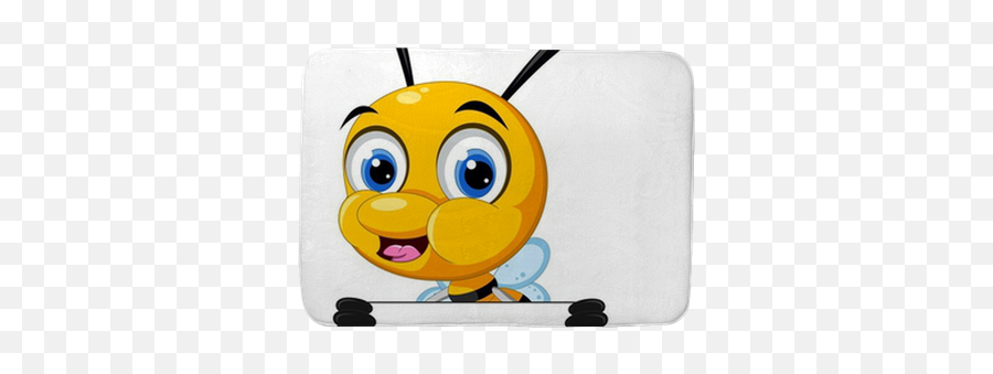 Little Bee Cartoon Holding Blank Board - Bin Tecknade Emoji,Smiley Emoticon Holding Good Blank Board