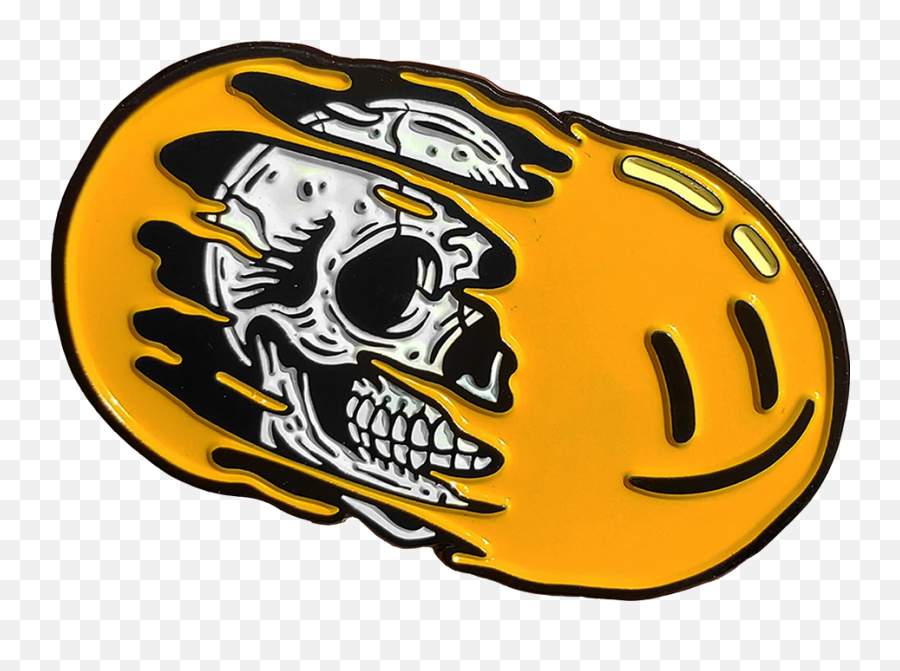 Smiley Skull Enamel Pin - Happy Emoji,Skull Emoticon Symbol, Facebook