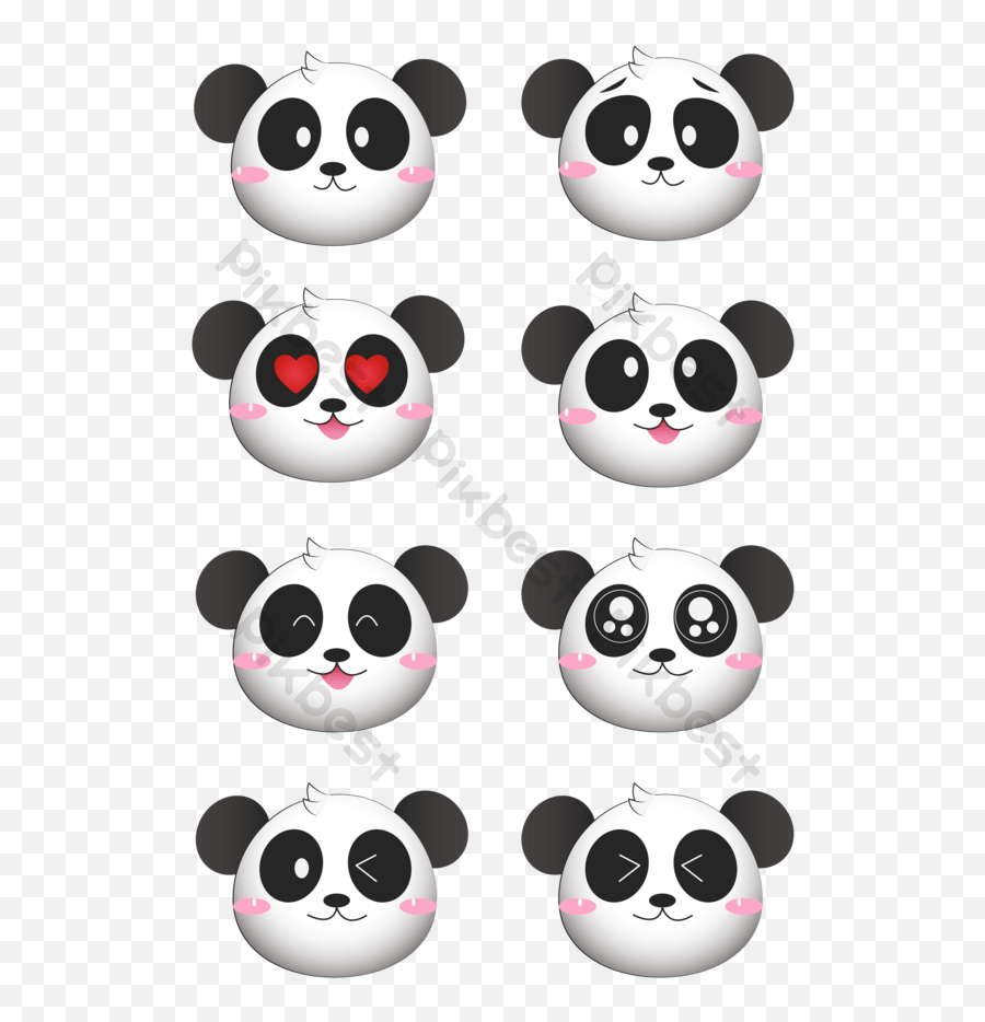 Vector Cartoon Panda Element Decorative Emoji Pack Pattern - Happy,Peeking Emoticons