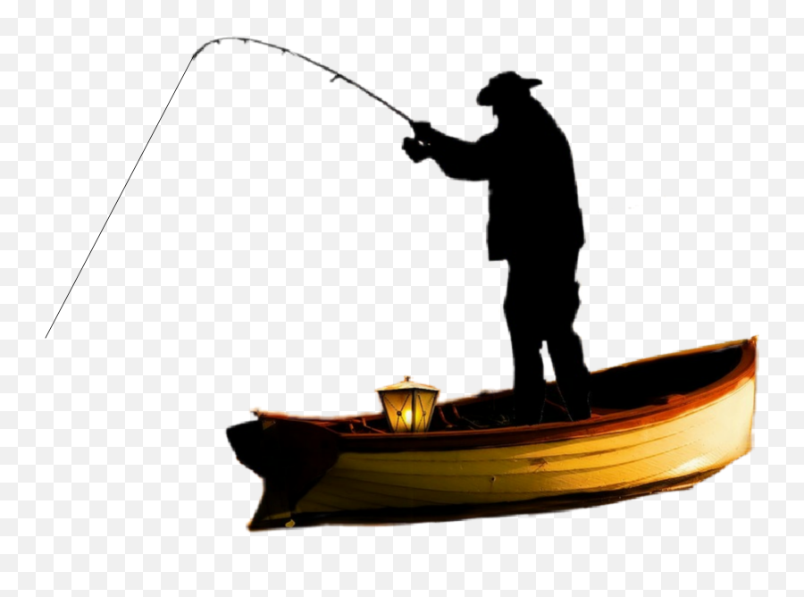 Fisherman Boat Silhouette Fishing - Fisherman With Boat Png Emoji,Fisherman Emoji