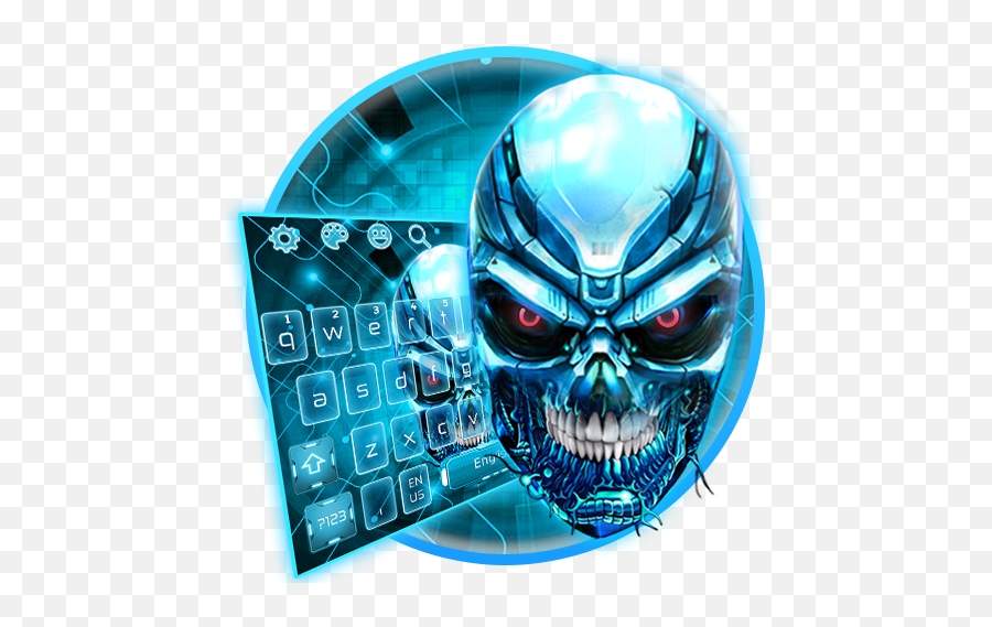 Amazoncom Neon Tech Metallic Skull Keyboard Theme - Neon Tech Skull Emoji,Skull Emoji