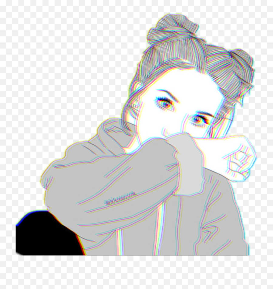 Aesthetic Anime Friends Tumblr - Outlines Girl Emoji,Emotion Challenge Tumblr