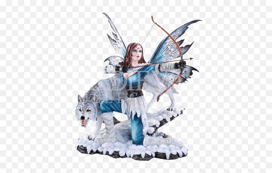 Arctic Fairy Archer With Wolf Statue - Wolf Archer Emoji,Fairies That Mess With Emotions