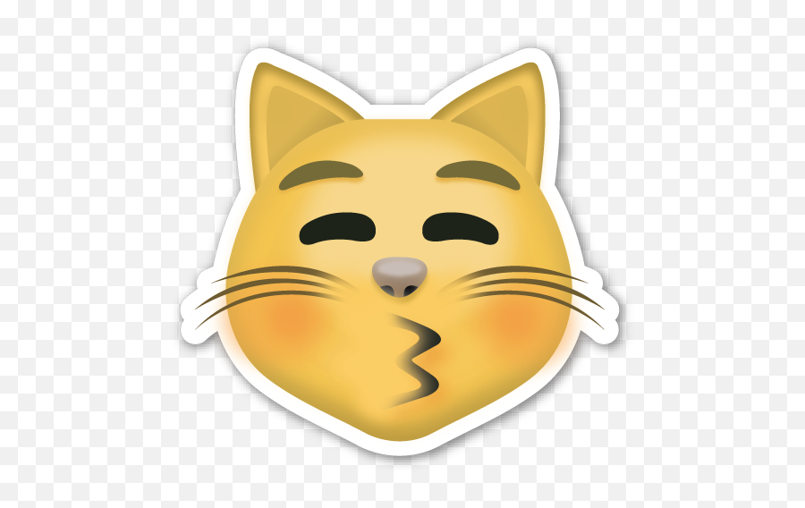 Kissing Cat Face With Closed Eyes - Cat Face Emoji Png,Kissing Emoji