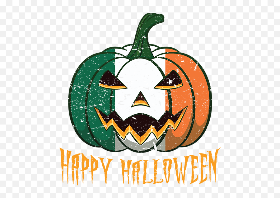 Irish Flag Halloween Pumpkin Jack O Lantern Costume T - Shirt Happy Halloween From Italy Emoji,Smiley Emoticon Jack O Lantern