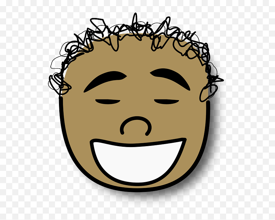 Free Pictures Laughing - Brown Cartoon Kid With Curly Hair Boy Emoji,Laughing Emotion Drawing