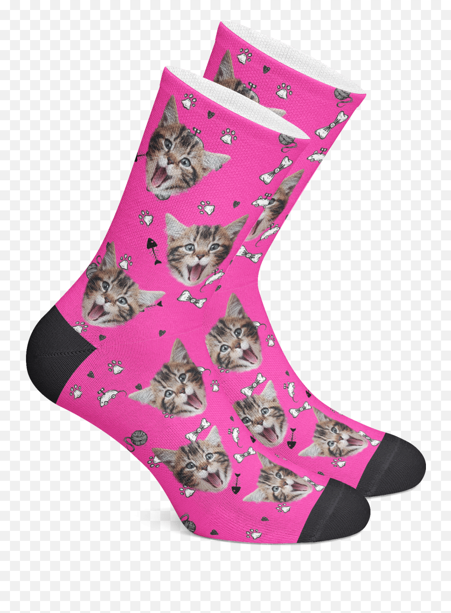 Custom Cat Socks U2013 Personalized Pet Socks U2013 Cat Face U2013 Bff Wear - Custom Cat Socks Emoji,Using Kitty Cat Face Emoji On Facebook