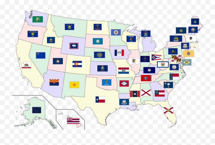 Filemap Of The United States With Flagssvg - Wikimedia Commons Coming Together Federation Usa Emoji,Iowa Flag Emoticon