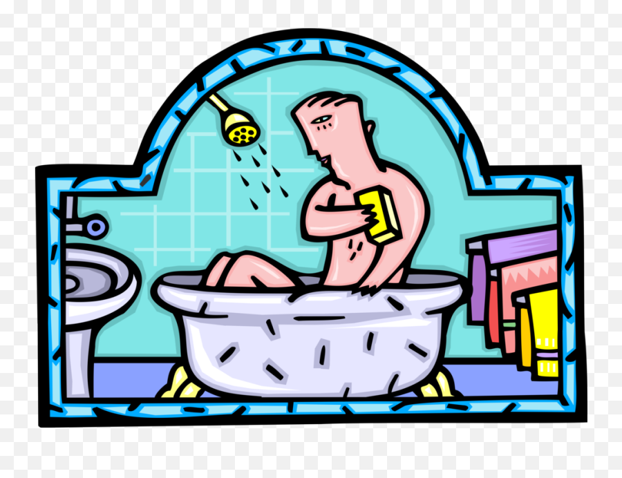 Vector Illustration Of Taking Bath And - Market Clipart Emoji,Hot Tub Emoji