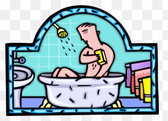 Vector Illustration Of Taking Bath And - Market Clipart Emoji,Hot Tub Emoji