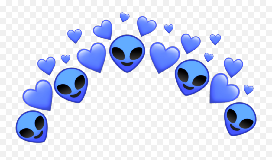 Alien Crown Blue Tumblr Emoji Emojis - Green Heart Crown Png,Aesthetic Emoji