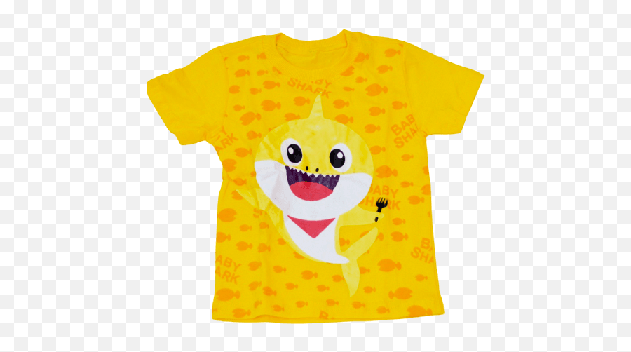 T - Shirt Baby Shark Amarela Short Sleeve Emoji,Shark Emoticon